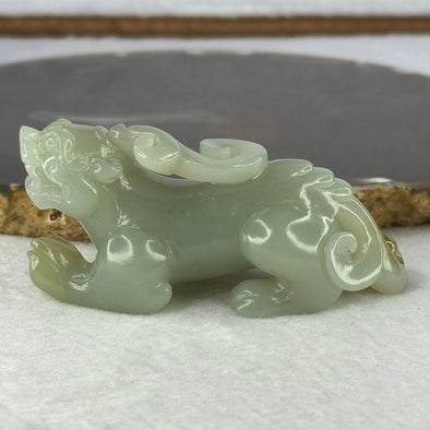 Natural Greyish Green and Brown Nephrite Pixiu Display 71.84g 70.4 by 29.2 by 32.8mm - Huangs Jadeite and Jewelry Pte Ltd