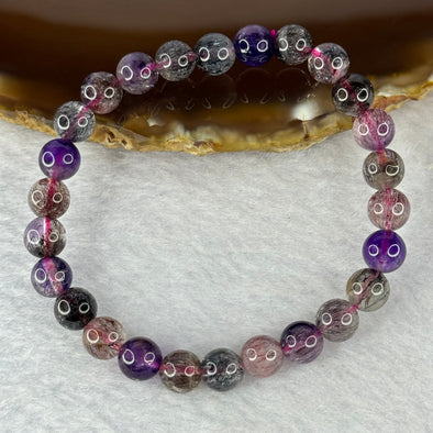 Good Grade Natural Super 7 Crystal Beads Bracelet 天然超级七水晶珠手链 13.37g 15cm 7.3mm 26 Beads - Huangs Jadeite and Jewelry Pte Ltd