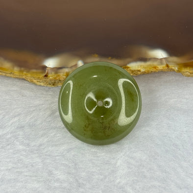 Natural Green with Brown Flora Nephrite Ping An Kou Donut 8.75g 24.4 by 7.2mm - Huangs Jadeite and Jewelry Pte Ltd
