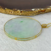 18K Yellow Gold Type A Green with Lavender Jadeite Round Wu Shu Pai in S925 Sliver Gold Colour Necklace 27.68g 52.9 by 3.9mm - Huangs Jadeite and Jewelry Pte Ltd