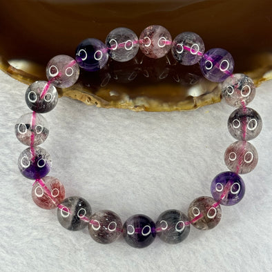 Good Grade Natural Super 7 Crystal Beads Bracelet 天然超级七水晶珠手链 32.21g 17.5cm 10.9mm 19 Beads - Huangs Jadeite and Jewelry Pte Ltd