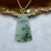 18K Yellow Gold Type A Type Green Piao Hua Jadeite Wu Shi Pai Pendent in Gold Colour Necklace 5.53g 29.3 by 18.8 by 2.5mm - Huangs Jadeite and Jewelry Pte Ltd