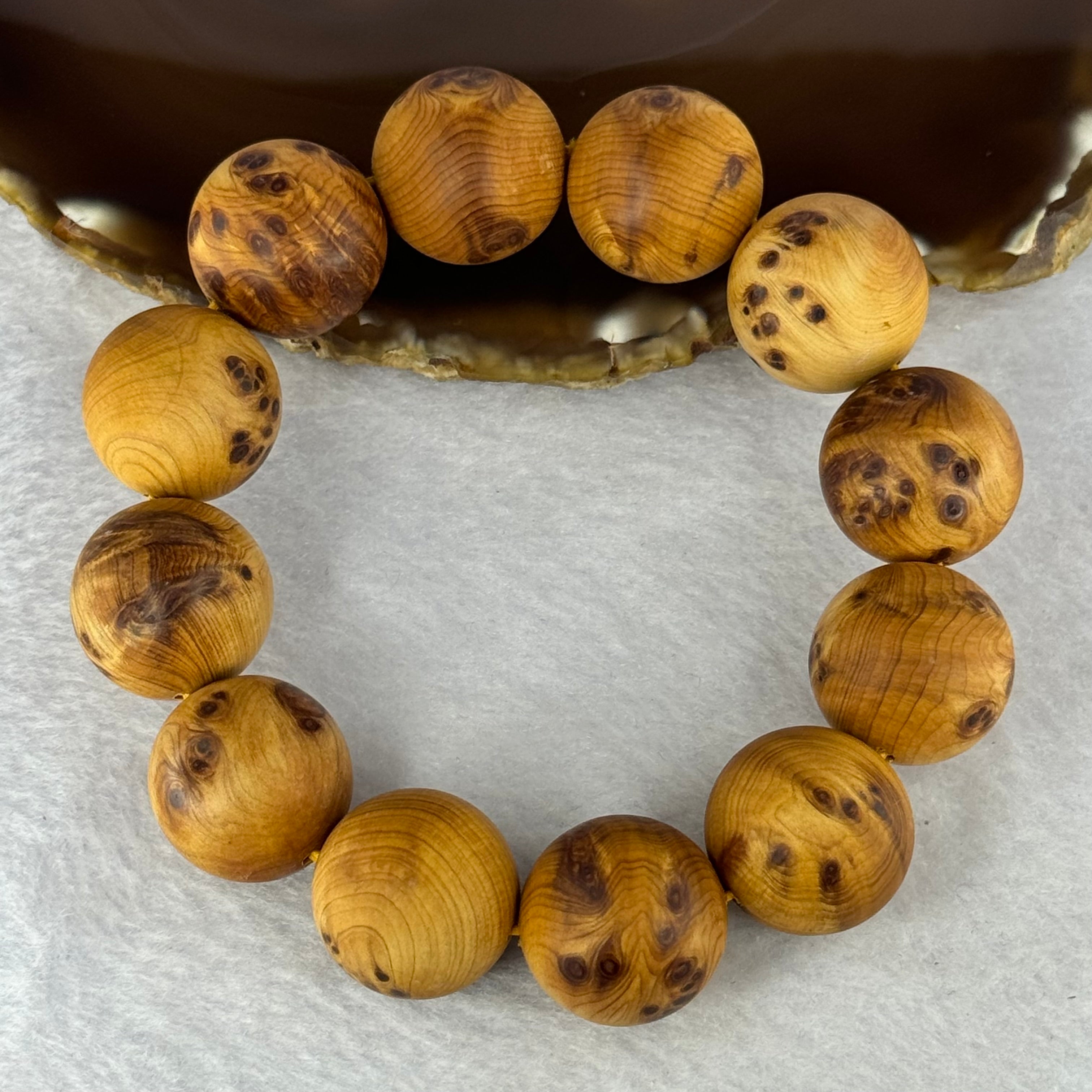 木製 崖柏(ヤーバイ) ブレスレット 天然香木 高油性 仏珠 直径：30mm