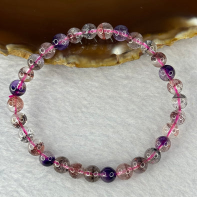 Good Grade Natural Super 7 Crystal Beads Bracelet 天然超级七水晶珠手链 9.76g 15cm 6.5mm 30 Beads - Huangs Jadeite and Jewelry Pte Ltd