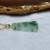 18K Yellow Gold Type A Type Green Piao Hua Jadeite Wu Shi Pai Pendent in Gold Colour Necklace 5.53g 29.3 by 18.8 by 2.5mm - Huangs Jadeite and Jewelry Pte Ltd