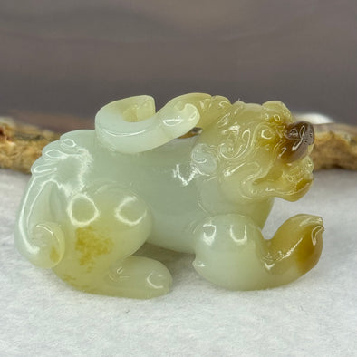 Natural Greyish White and Brown Nephrite Pixiu Mini Display / Pendant 36.27g 45.0 by 26.2 by 27.8mm - Huangs Jadeite and Jewelry Pte Ltd