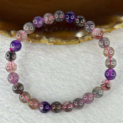 Good Grade Natural Super 7 Crystal Beads Bracelet 天然超级七水晶珠手链 13.57g 16cm 7.3mm 27 Beads - Huangs Jadeite and Jewelry Pte Ltd