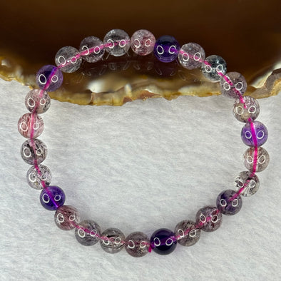 Good Grade Natural Super 7 Crystal Beads Bracelet 天然超级七水晶珠手链 13.05g 15cm 7.3mm 26 Beads - Huangs Jadeite and Jewelry Pte Ltd
