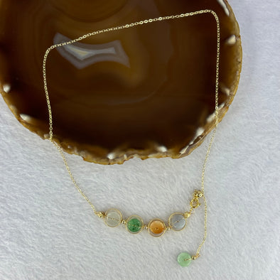 Type A Mixed Color Jadeite Ping An Kou Donut in 14KGF Necklace 5.83g 8.9 by 2.1pcs 5 pcs - Huangs Jadeite and Jewelry Pte Ltd