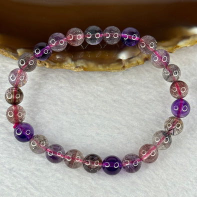 Good Grade Natural Super 7 Crystal Beads Bracelet 天然超级七水晶珠手链 15.22g 16cm 7.8mm 25 Beads - Huangs Jadeite and Jewelry Pte Ltd