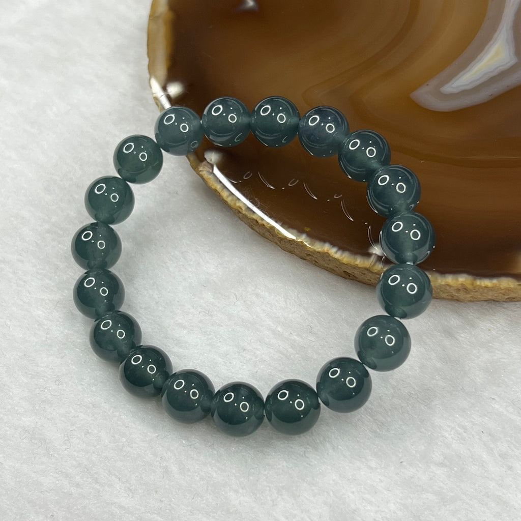 Type A Blueish Green Jade Jadeite Bracelet 33.12g 10.1mm/bead 19 beads