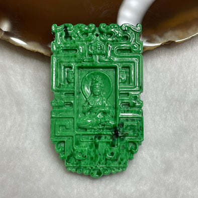 Type A Spicy Green Guan Yin 普度众生Jade Jadeite Pendant 28.49g 55.8 by 33.5 by 6.4mm - Huangs Jadeite and Jewelry Pte Ltd