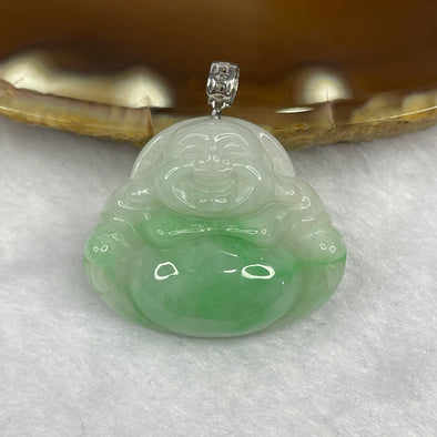 Type A Spicy Green Piao Hua Jade Jadeite Milo Buddha with 18K Gold Clasp -  5.99g 24.2 by 28.2 by 6.3mm - Huangs Jadeite and Jewelry Pte Ltd