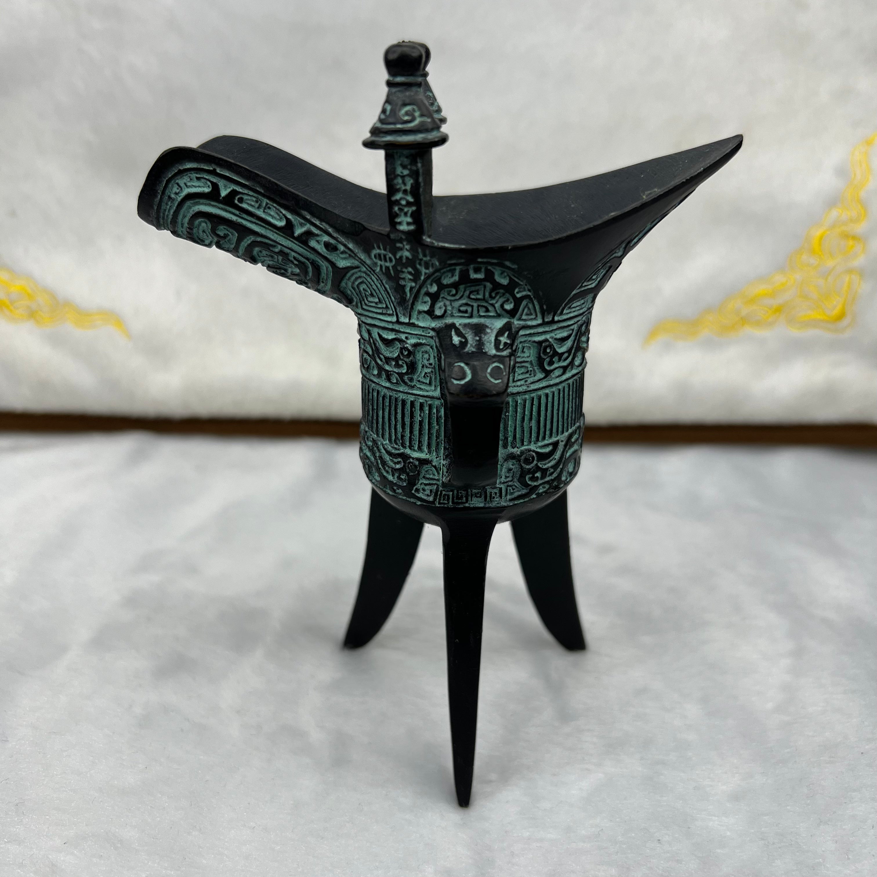 金属古董中国皇帝酒杯展示架- 403.04 克147.7 x 113.3 x 57.9 毫米