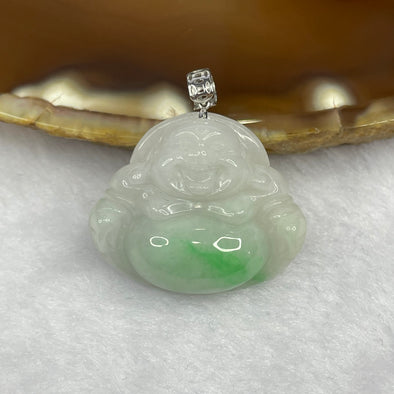 Type A Spicy Green Piao Hua Jade Jadeite Milo Buddha with 18K Gold Clasp -  6.00g 22.2 by 26.3 by 7.2mm - Huangs Jadeite and Jewelry Pte Ltd
