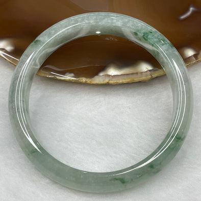 Type A High Icy Green Piao Hua Jadeite Bangle 47.99g inner diameter 57.7mm 12.2 by 7.4mm - Huangs Jadeite and Jewelry Pte Ltd