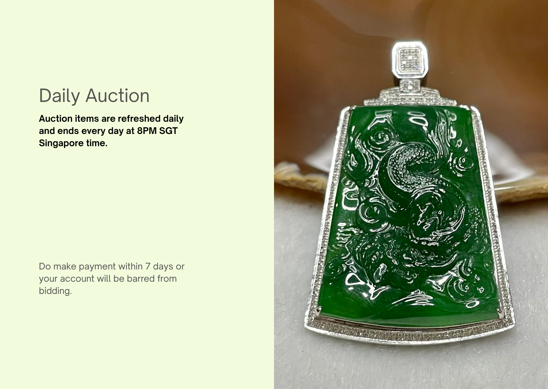 Daily Auctions – Singapore Time, Worldwide Shipping