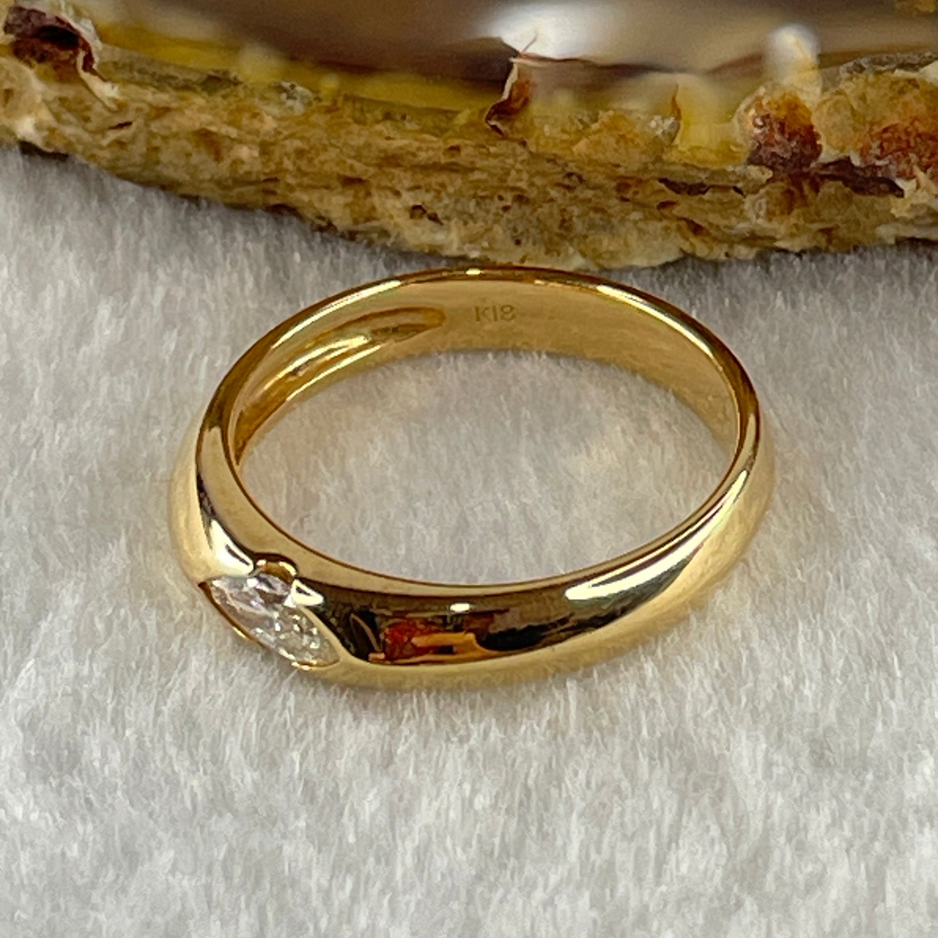 Natural Marquise Shape Diamond in 18K Yellow Gold Ring D0.21ct Total 4.3g US7 HK15 - Huangs Jadeite and Jewelry Pte Ltd