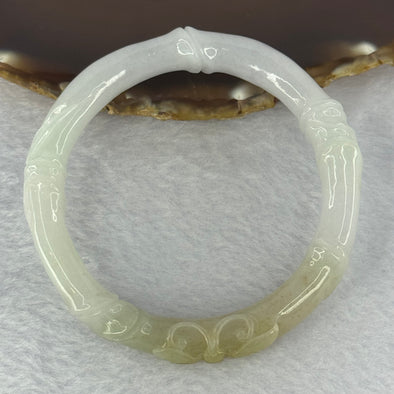 Type A Light Lavender and Yellow Jadeite Bamboo, Flower and Butterfly Bangle 55.16g 13.1 by 10.5mm Internal Diameter 59.9mm - Huangs Jadeite and Jewelry Pte Ltd