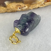Natural Purple and Green Fluorite Ox Charm Pendant 3.51g 17.2 by 11.0 by 8.6mm - Huangs Jadeite and Jewelry Pte Ltd