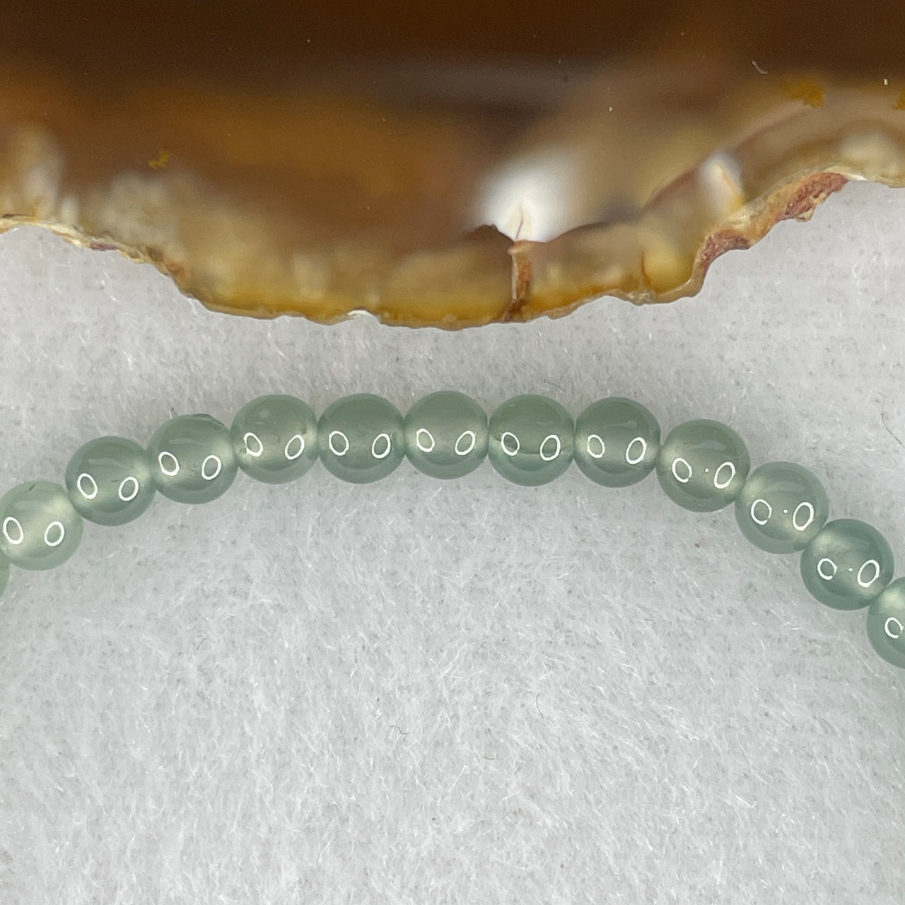 Certified Type A Icy Light Blueish-Green Jadeite Bracelet | Liquid-Glass Translucent Delicate Strand | 100% Natural Grade A Fei Cui Masterpiece | 42-Bead Multi-Cycle Alignment (6.00g | 4.5mm | 15cm)
