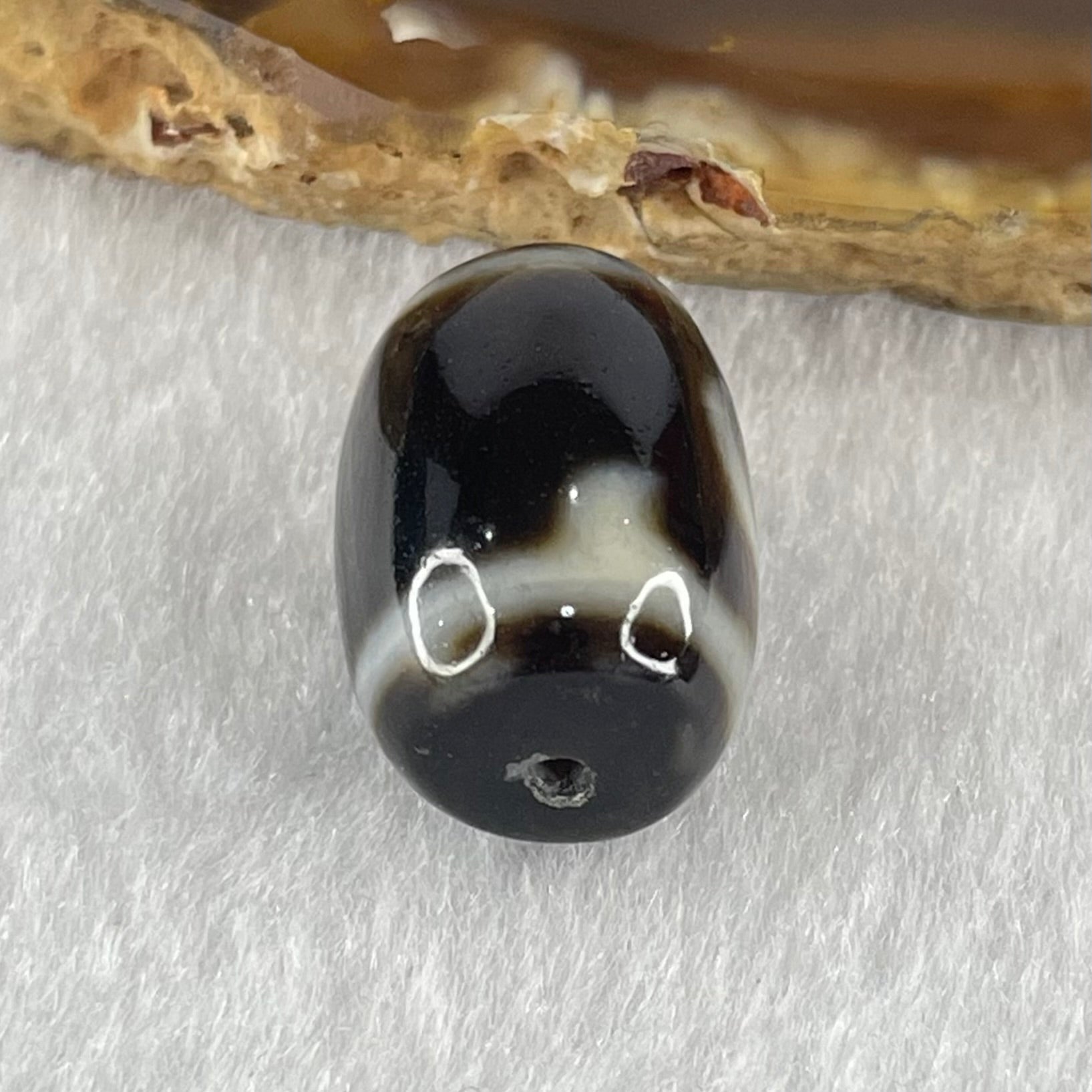 Natural Powerful Tibetan Old Oily Green Tara Dzi Bead Heavenly Master (Tian Zhu) 绿度母天珠 4.92g 18.1 by 12.9mm - Huangs Jadeite and Jewelry Pte Ltd