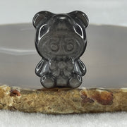 Black Obsidian Labubu Charm Display 14.90g 29.3 by 21.9 by 19.1mm - Huangs Jadeite and Jewelry Pte Ltd