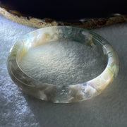 Natural Icy Green with White Flower Agate Bangle 39.69g Internal Diameter 61.3mm 11.8 by 7.7mm (Perfect) - Huangs Jadeite and Jewelry Pte Ltd