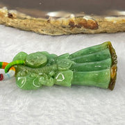 Type A Full Bright Spicy Green and Brown Jadeite Flower Dragonfly Ruyi Coin 17.01g 42.4 by 24.3 by 9.2mm - Huangs Jadeite and Jewelry Pte Ltd