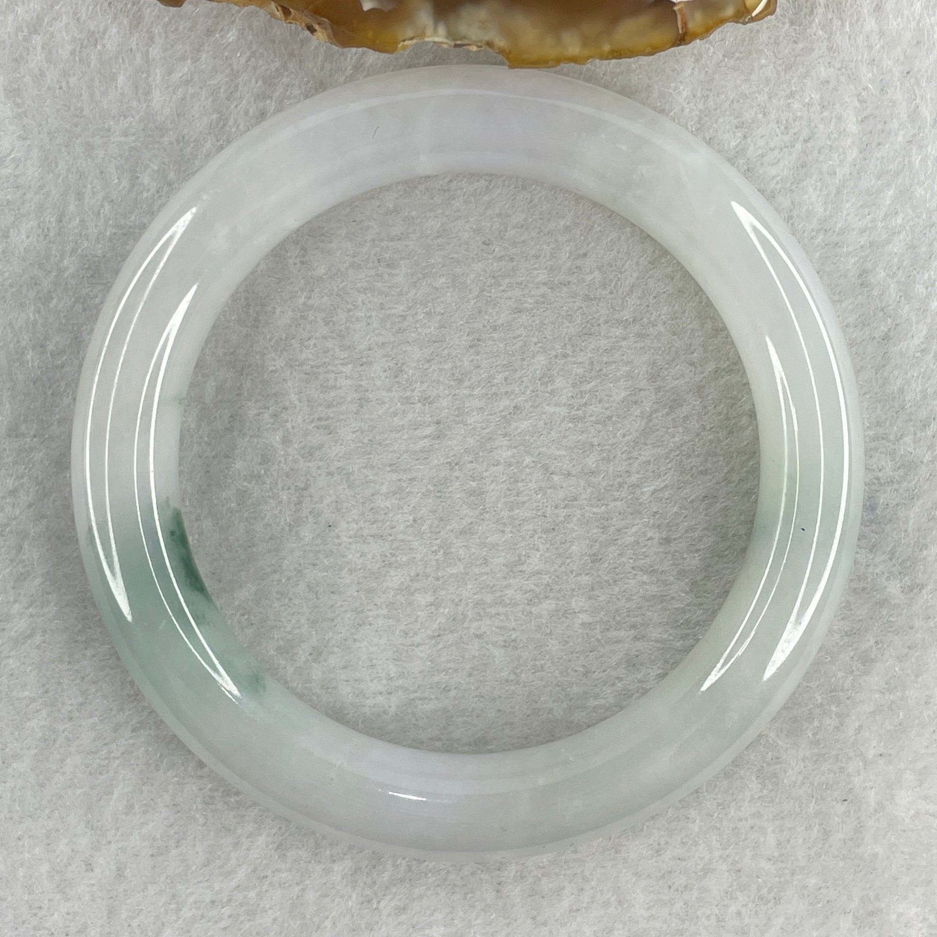 Type A Near White (Faint Lavender and Faint Green ) with Dark Green Piao Hua Jadeite Bangle Internal Diameter 51.8mm 48.04g 10.0 by 9.2mm (Very Slight Internal Lines ) - Huangs Jadeite and Jewelry Pte Ltd