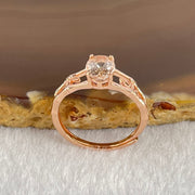 Natural Pink Morganite in S925 Sliver Rose Gold Color Bamboo Design Ring (Adjustable Size) 1.58g 6.8 by 5.1 by 3.5mm - Huangs Jadeite and Jewelry Pte Ltd