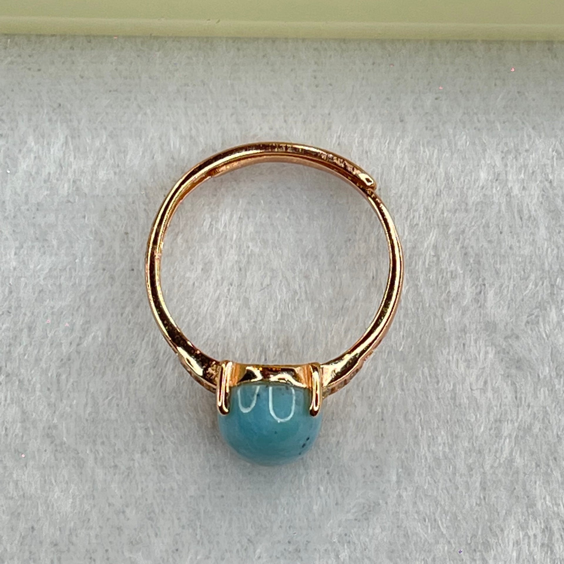 Natural Larimar in S925 Silver Rose Gold Color Ring (Adjustable Size) 2.39g 10.1 by 8.2 by 5.5mm - Huangs Jadeite and Jewelry Pte Ltd