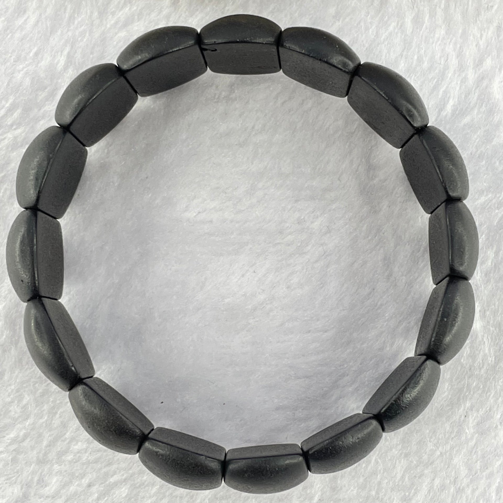 Natural Dark Matt Black Amber Beads Bracelet 天然大黑天翁琥珀手链 21.85g 18cm 24.8 by 13.1 by 6.2mm 16pcs - Huangs Jadeite and Jewelry Pte Ltd