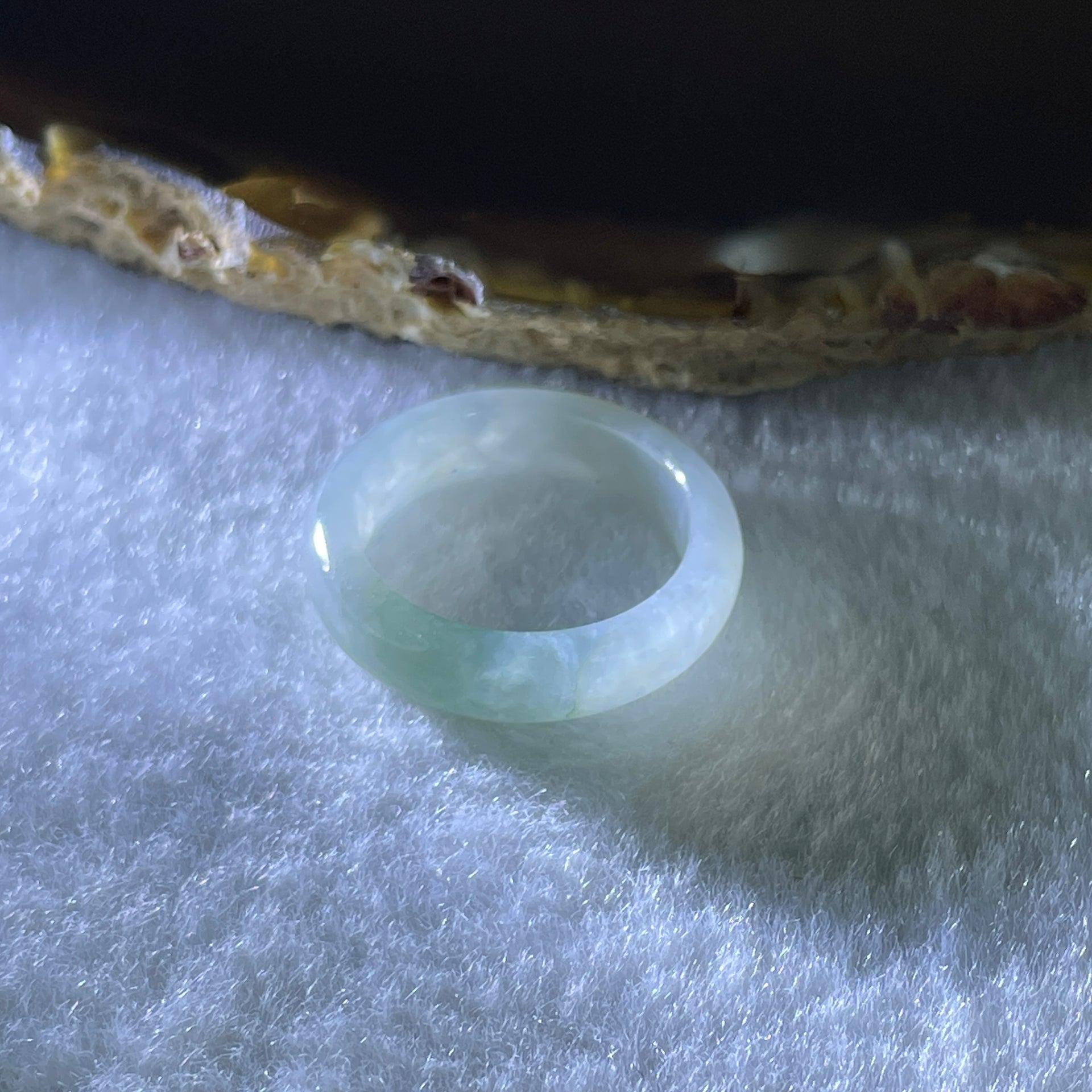 Type A Natural Faint Green Jadeite Ring 3.45g 5.5 by 3.3mm US 8.4 HK 18.5 (Slight Internal Line) - Huangs Jadeite and Jewelry Pte Ltd