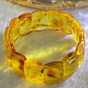 Natural Yellow Flower Amber Shou Pai Bracelet 天然花珀手牌手链 15.96g 16cm 19.8 by 14.4 by 5.1mm 14pcs - Huangs Jadeite and Jewelry Pte Ltd