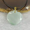 18K Yellow Gold Type A Light Lavender Green Jadeite Heart with String Necklace 4.99g 23.0 by 22.3 by 4.4mm - Huangs Jadeite and Jewelry Pte Ltd