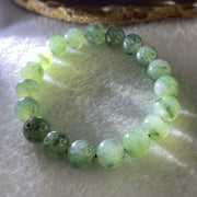 Certified Natural Type A Semi Icy Green with Blueish Green Fluorite Piao Hua Jadeite Beads Bracelet 32.882g 15cm 10.1mm 19Beads Perfect - Huangs Jadeite and Jewelry Pte Ltd