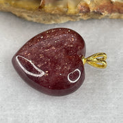 Natural Strawberry Quartz Heart Shape Charm 3.52g 16.8 by 17.2 by 8.2mm - Huangs Jadeite and Jewelry Pte Ltd