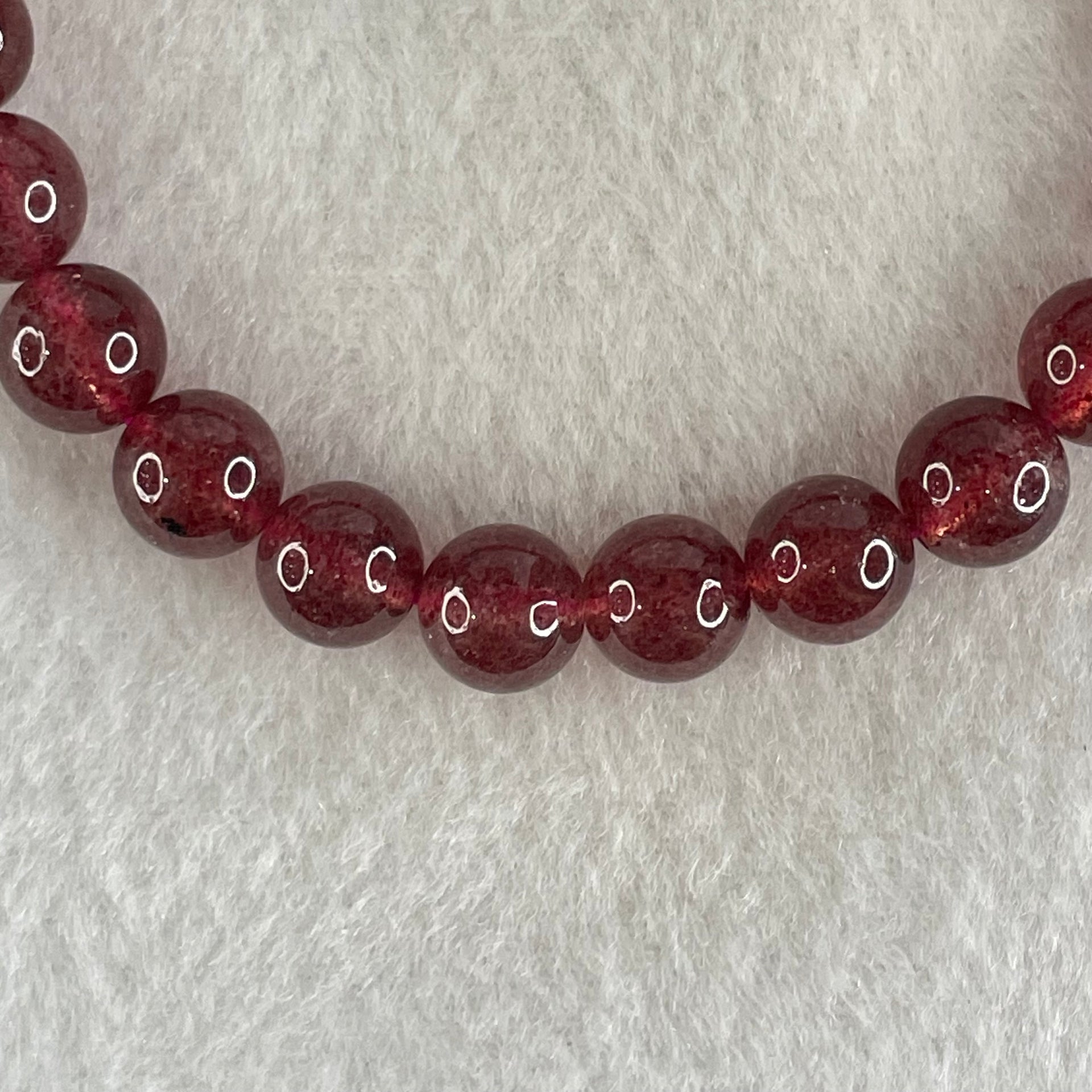Good Grade Natural Strawberry Quartz Beads Bracelet 19.83g 16.5cm 8.6mm 23 Beads - Huangs Jadeite and Jewelry Pte Ltd