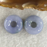Natural Type A Intense Lavender with Green Piao Hua Jadeite Donut Pair for Setting 5.57g 15.2 by 6.2mm - Huangs Jadeite and Jewelry Pte Ltd