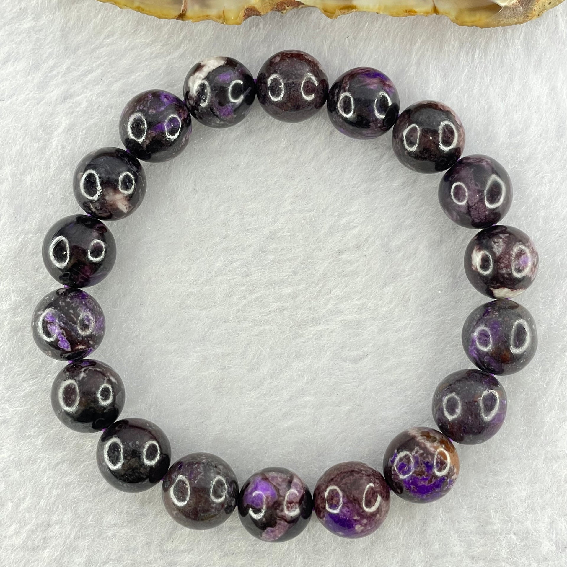 Very Good Grade Natural Sugilite Bracelet 天然苏纪石手链 33.59g 16cm 10.9mm 18 Beads - Huangs Jadeite and Jewelry Pte Ltd