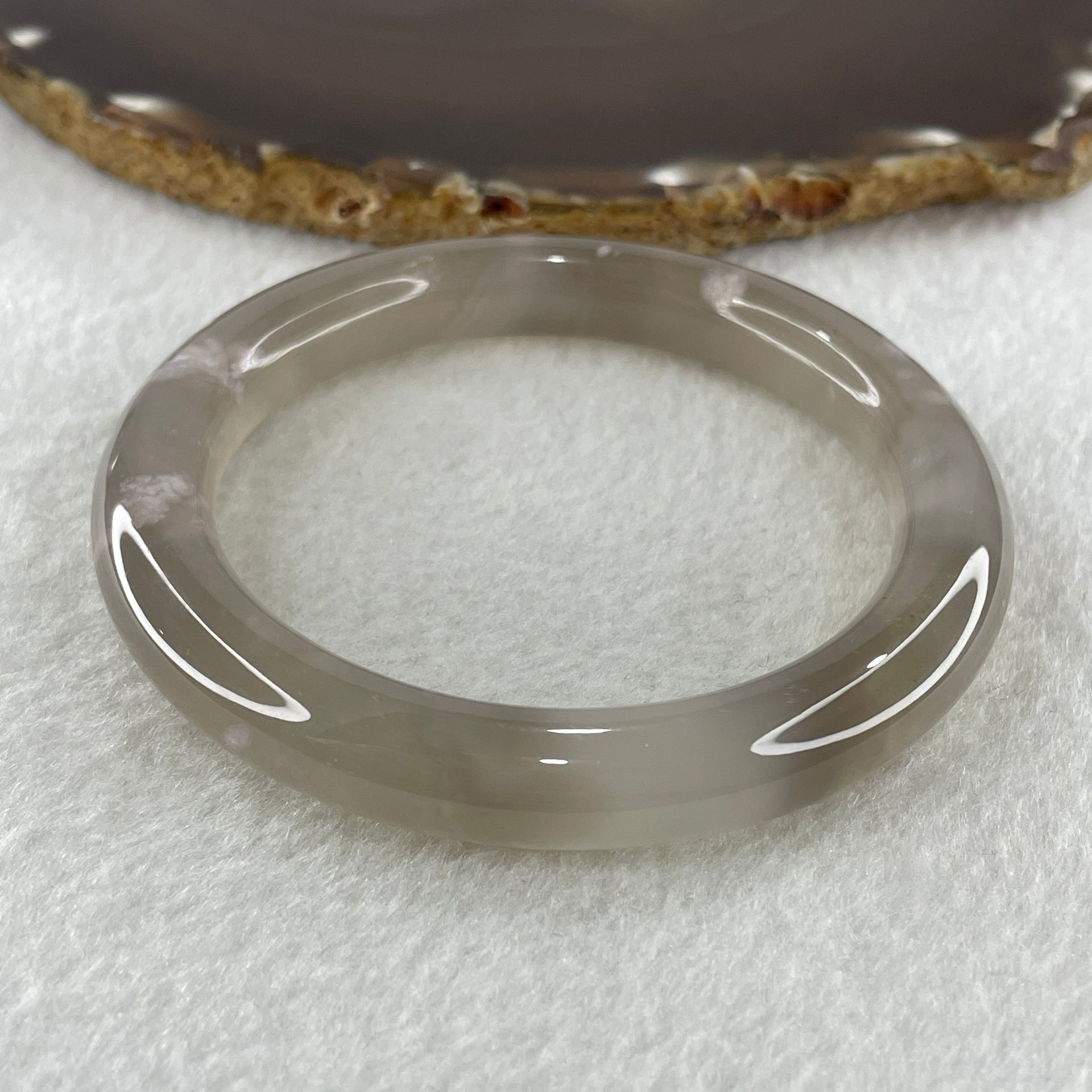 Natural Greyish Purple Agate Bangle 47.52g Internal Diameter 59.2mm 10.4 by 10.6mm (Perfect) - Huangs Jadeite and Jewelry Pte Ltd