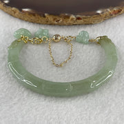 Natural Type A Jelly Light Green with Yellowish Spot Jadeite Bamboo with Double Dragon Head Bracelet 25.94g 17cm 7.2 by 8.2mm - Huangs Jadeite and Jewelry Pte Ltd