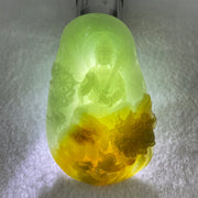 Grand Master Type A Apple Green and Brownish Jadeite Guan Yin Manjusri Bodhisattva Pendant 88.98g 82.5 by 5.3 by 14mm - Huangs Jadeite and Jewelry Pte Ltd
