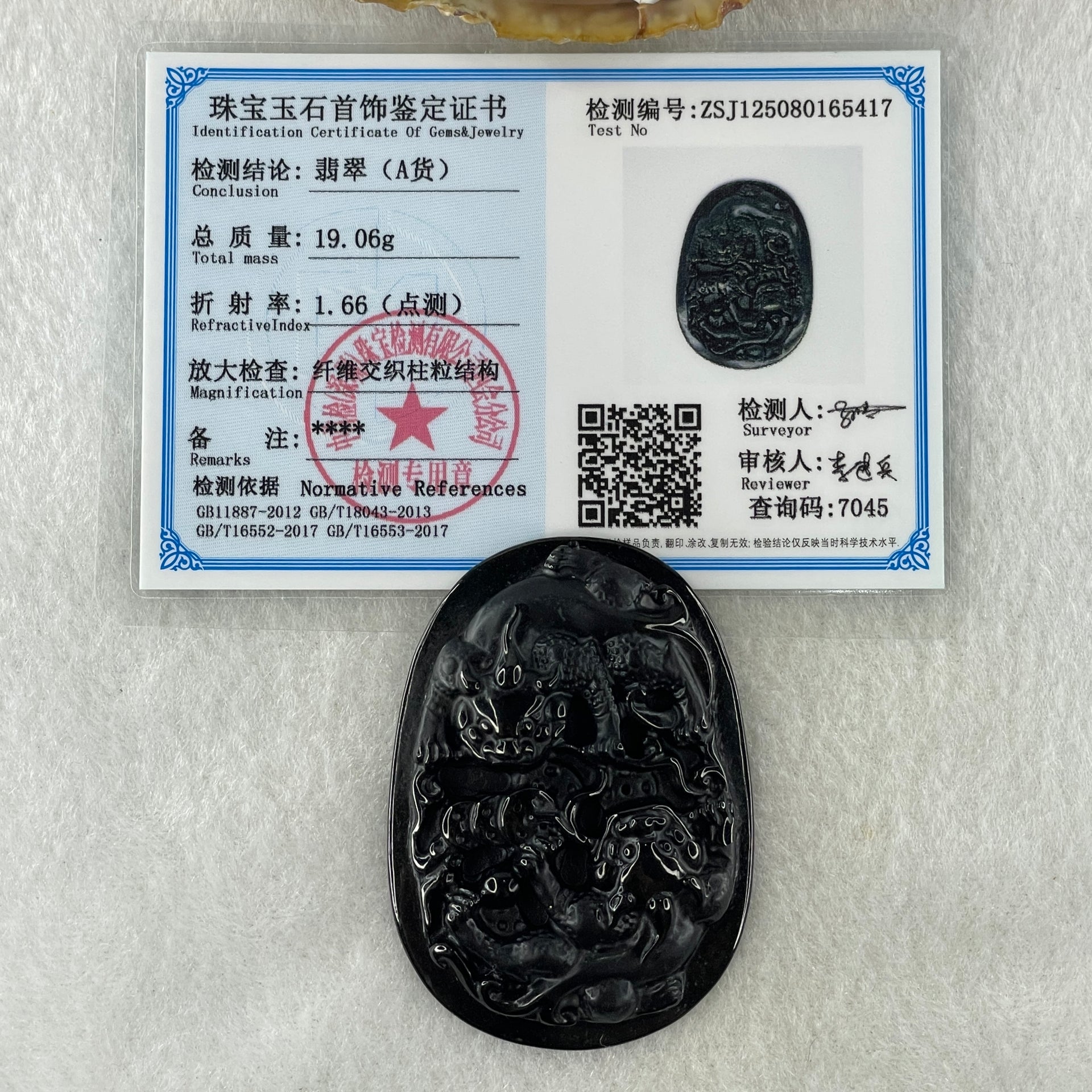 Type A Opaque to Partial Translucent Black Omphacite Jadeite Pixiu Pair with Coins Pendant 19.06g 53.4 by 38.5 by 7.6mm - Huangs Jadeite and Jewelry Pte Ltd