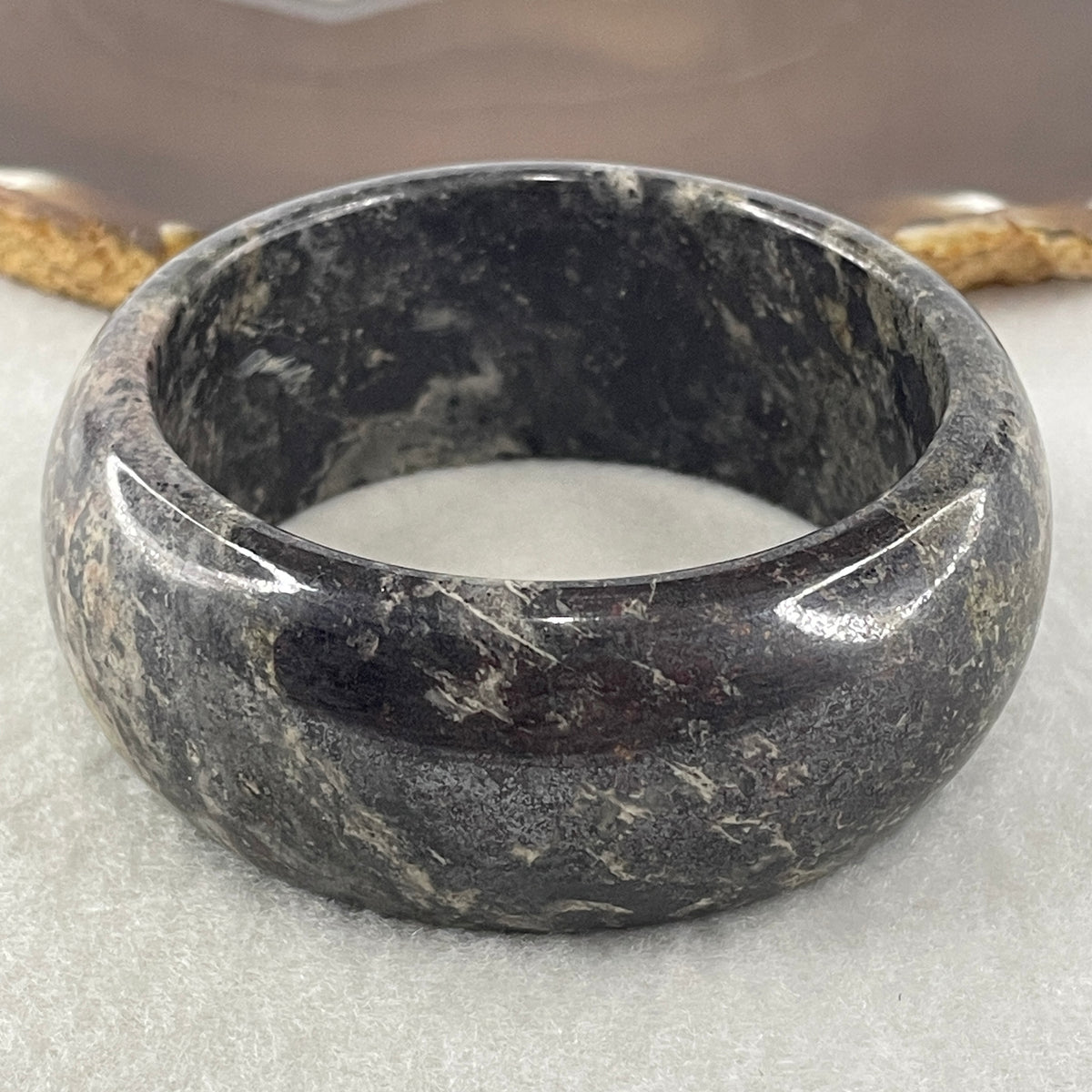Natural Apache Tears Obsidian Bangle 126.01g Inner Diameter 56.7mm 27.6 by 9.6mm - Huangs Jadeite and Jewelry Pte Ltd