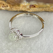 Type A Light Lavender Cabochon Jadeite in S925 Sliver Clover Ring (Adjustable Size) 1.15g 4.4 by 3.5mm - Huangs Jadeite and Jewelry Pte Ltd