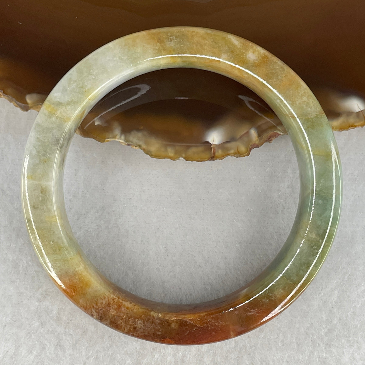 Natural Red with Green Serpentine Bangle | 52.3mm Inner Diameter (53.54g | 11.1×9.5mm |  Heart & Sacral Chakra Vitality, Dual Wealth & Protection Shield) (External Line)