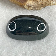 Type A Translucent Black Omphacite Jadeite Round Cabouchon Stone For Setting 3.08g 18.8 by 12.1 by 6.3mm - Huangs Jadeite and Jewelry Pte Ltd
