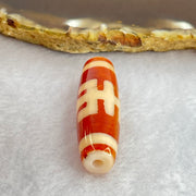 Natural Powerful Tibetan Old Oily Orange Red White Agate Patina Guiren Tairen Human Dzi Bead Totem Amulet Heavenly Master (Tian Zhu) 贵人天诛 7.99g 37.9 by 11.6mm - Huangs Jadeite and Jewelry Pte Ltd